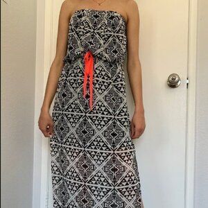 New Geometric Strapless Maxi Dress